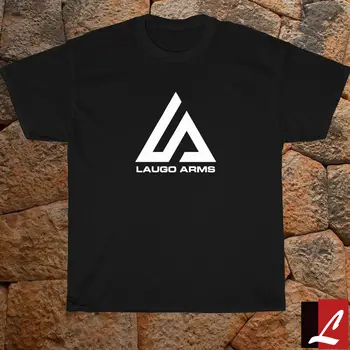 Новая футболка с логотипом Laugo Arms, черная/белая, S-5Xl