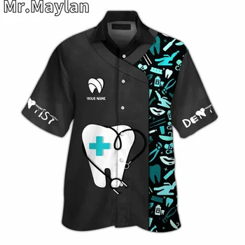 Новейшие Рубашки Dentalife 3D Стоматологические Инструменты Гавайская Рубашка Мужская Летняя Рубашка С Коротким Рукавом Мужские Рубашки Оверсайз 5XL Chemise Homme W-78