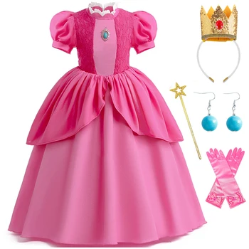 Новое платье для косплея принцессы из шифона и кружева для девочек, детские праздничные платья, карнавальный костюм на Хэллоуин для 3-11 лет