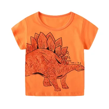 Одежда для мальчиков, хлопковые летние топы с мультяшными животными, детская футболка с короткими рукавами, детская одежда от 2 до 7 лет, одежда