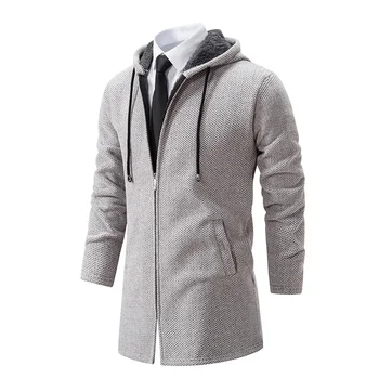 Осенне-зимний мужской флисовый вязаный кардиган, пальто, повседневный теплый свитер с капюшоном, кардиганы, топы, уличная ветровка, пальто