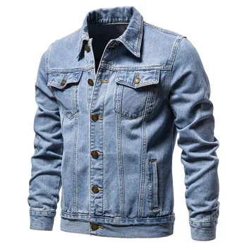 Осень-зима 2023, новая джинсовая куртка, мужской кардиган, пальто в стиле пэчворк, мужская джинсовая куртка с длинными рукавами и однобортным отложным воротником.