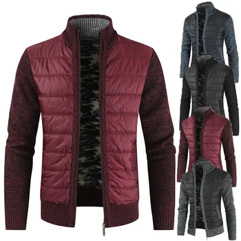 Осень / Зима 2023, Новый мужской кардиган с цветным воротником-стойкой, Трикотажное пальто, свитер, мужская одежда