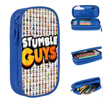 Пеналы для забавных игр Stumble Guys, мультяшные пеналы, коробка для ручек для студентов, большие сумки для хранения канцелярских принадлежностей на офисной молнии