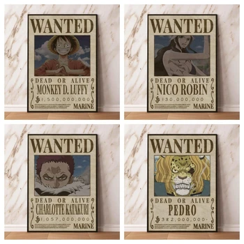 Плакаты на холсте One Piece Robin WANTED Подарки друзьям, наклейки на стены, декоративные картины, классические принты и оттиски