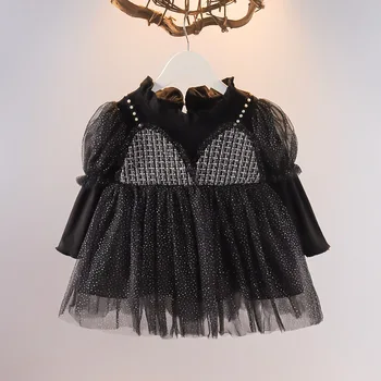 Платье для девочек осень 2022, новое детское темпераментное сетчатое платье из тюля, юбка-пачка для маленькой девочки, юбка принцессы