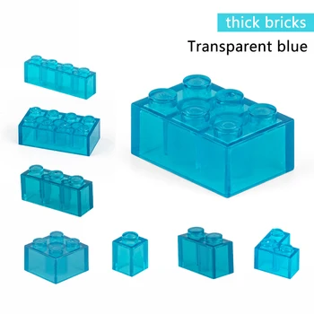 Прозрачные синие строительные блоки Толстые фигурки Кирпичи Обучающий Креативный размер Подходит для пластиковых игрушек других брендов Аксессуары для поделок