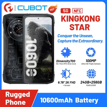 Прочный смартфон Cubot KingKong Star 5G, 100 МП, 10600 мАч, заряд 33 Вт, 24 ГБ (12 ГБ + 12 ГБ расширенных возможностей) + 256 ГБ, 6,78-дюймовый прочный телефон, NFC