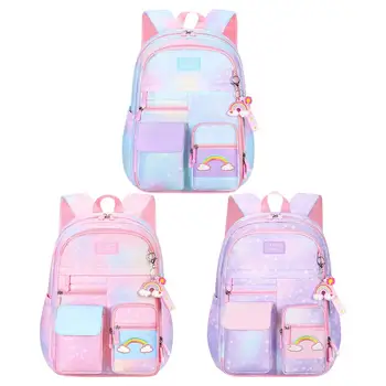 Радужная сумка для книг Большой емкости, легкая сумка для начальной школы, Градиентная Розовая сумка для начальной школы, Радужный рюкзак для школы