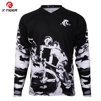 Рубашка X-Tiger с короткими и длинными рукавами, защищающая от ультрафиолета, майки для скоростного спуска, MTB велосипеда, Дышащая одежда для мотокросса DH