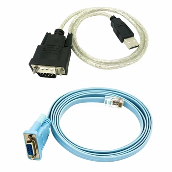 Сетевой кабель RJ45 Последовательный кабель Rj45 к DB9 и RS232 к USB (2 в 1) Ethernet-адаптер CAT5 Кабель локальной сети для консоли