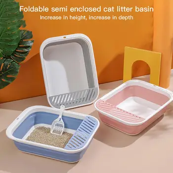 Складной ящик для кошачьего туалета Открытый Горшок для котенка Дорожный Ящик для мусора с совком Кошачий туалет Инструменты для чистки домашних животных