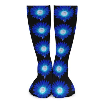 Современные чулки с принтом подсолнуха, синие подсолнухи, художественный дизайн, Винтажные носки, Зимние противоскользящие носки, Женские Мужские носки для спорта на открытом воздухе