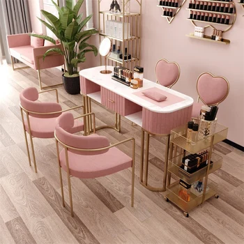 Современный минималистичный маникюрный стол и набор стульев, салонная мебель, Легкие Роскошные столы для маникюра в салоне красоты, стол для домашнего макияжа ногтей