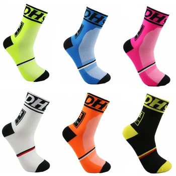 Спортивные Новые Велосипедные носки DH, высококачественные Спортивные носки профессионального бренда, дышащие Велосипедные носки для гонок на открытом воздухе, Большие размеры для мужчин и женщин