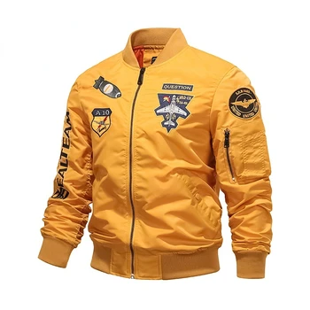 Тактическая военная мужская куртка MA1 с вышивкой пилота Высокого качества Ветрозащитная куртка-бомбер ВВС Мужская Бейсбольная Хлопчатобумажная спецодежда