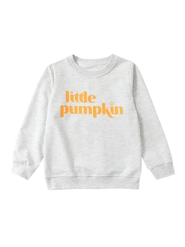 Толстовки унисекс для детей на Хэллоуин, пуловеры с круглым вырезом и буквенным принтом в виде тыквы, топы, теплая одежда для малышей