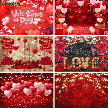 Фон для фотосъемки на День Святого Валентина, Блестящее боке, воздушные шары в форме сердца, Свадьба, День рождения, Портретная фотография, Фон для фотосессии