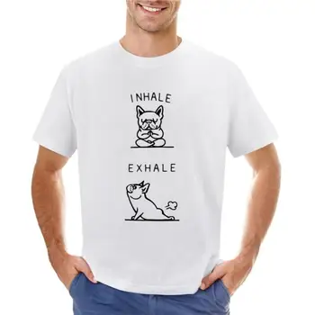 Футболка Inhale Exhale Frenchie, новая версия футболки для мальчиков, футболка Оверсайз, тяжеловесные футболки для мужчин