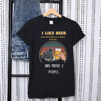 Футболка для дрэг-рейсинга на мотоцикле, забавная футболка для любителей пива, Веселая одежда, Необычный юмор, Юмористический подарок байкеру