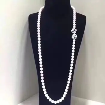 элегантное круглое ожерелье из белого жемчуга Южного моря диаметром 8-9 мм с подвеской 24 дюйма