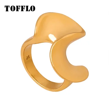 Ювелирные изделия Из Нержавеющей Стали TOFFLO Double C Twisted Splicing S-Образное Позолоченное Кольцо Для Женской Моды Ring BSA028